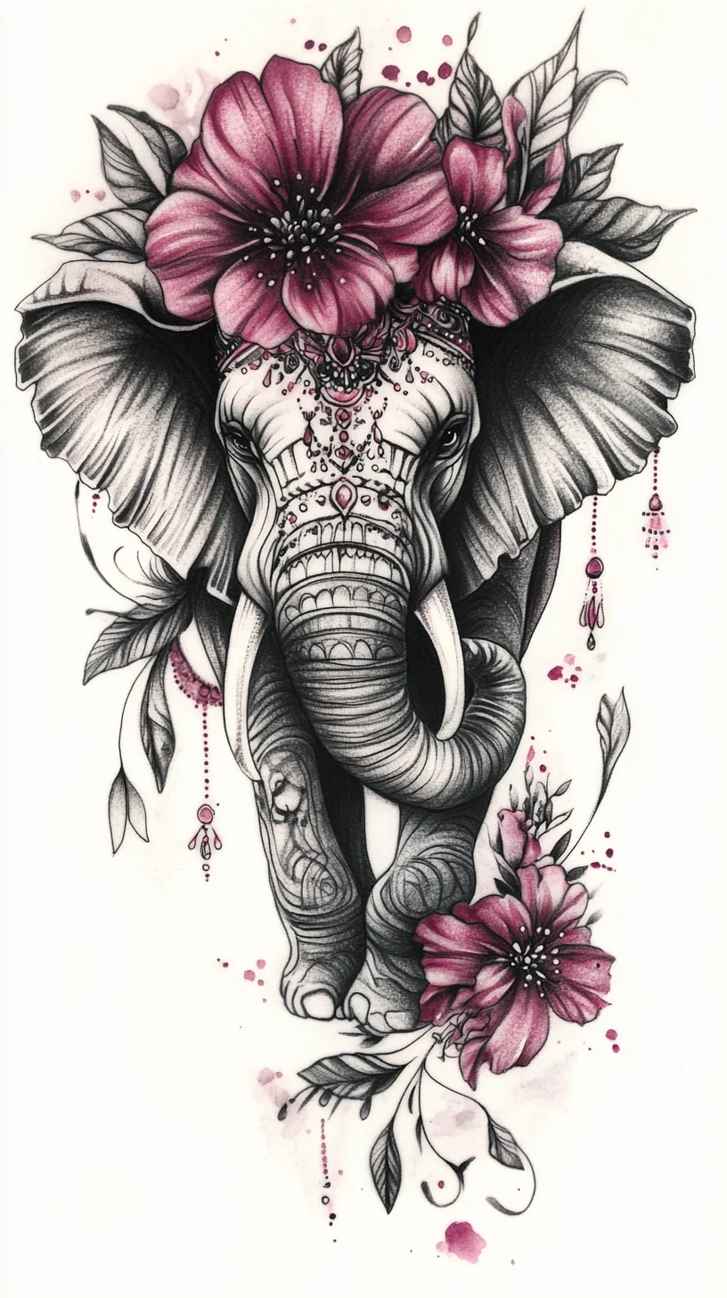 Majestic Floral Elephant Tattoo: A Statement of Strength and Beauty