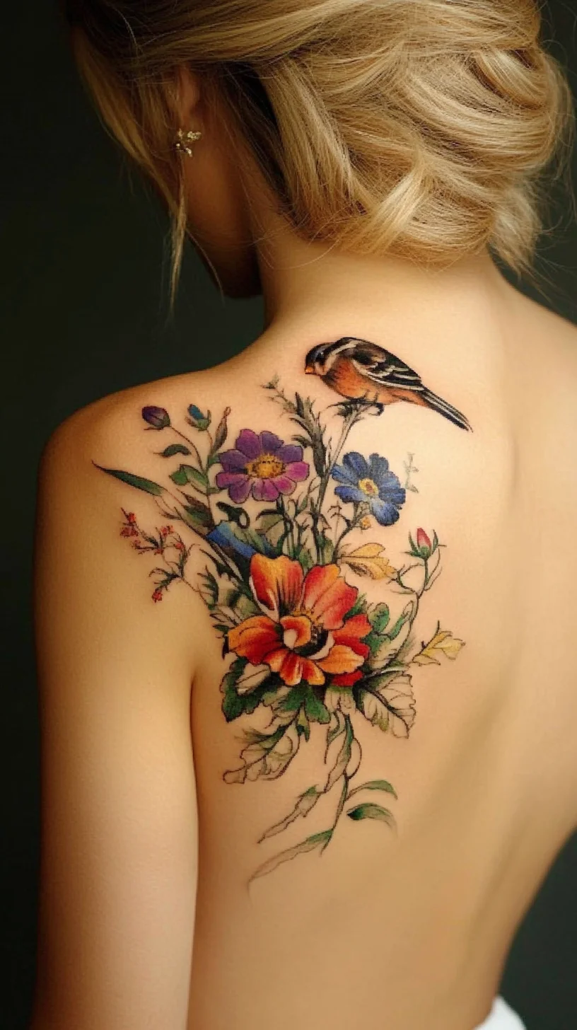 Nature-Inspired Floral and Bird Tattoo: A Stunning Blend of Art and Elegance