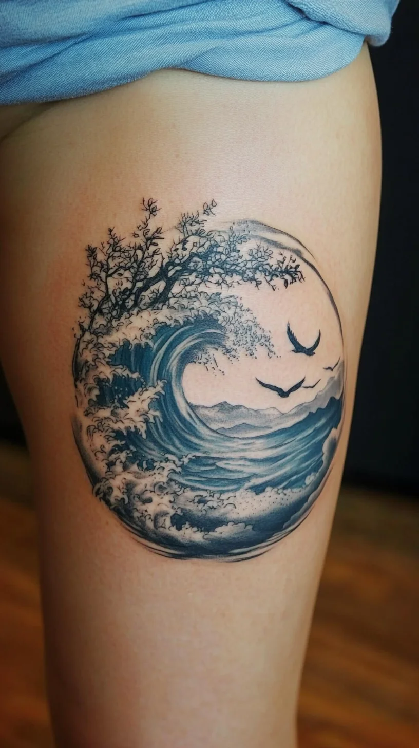 Ride the Waves: Embrace Nature with This Stunning Ocean-Inspired Tattoo