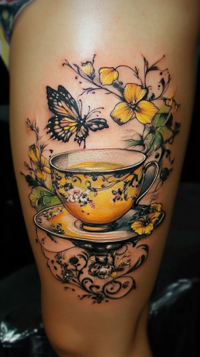 Sip of Serenity: A Vibrant Tea Cup Tattoo That Tells a Story