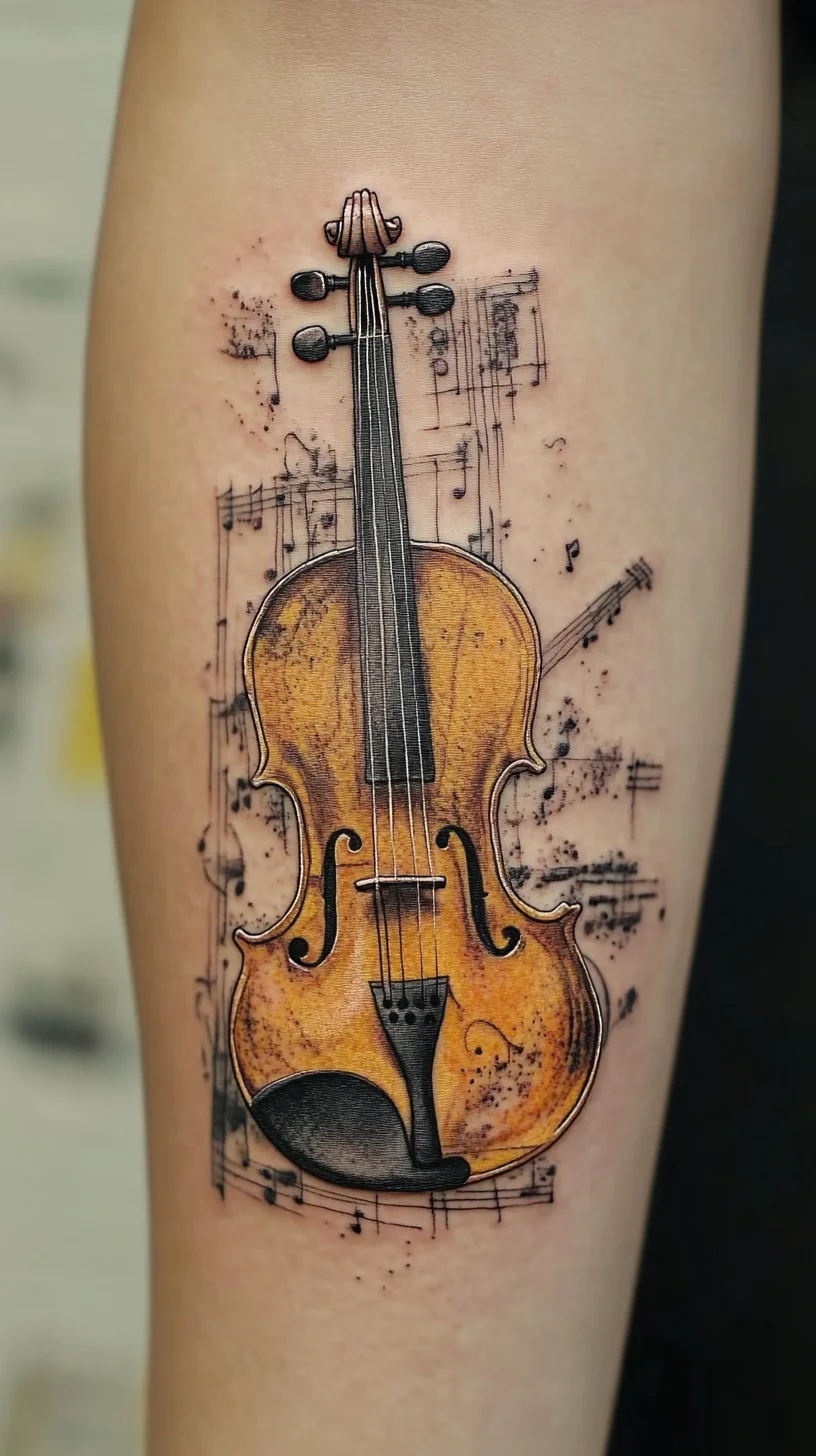 Striking Symphony: The Artistic Violin Tattoo That Plays All the Right Notes