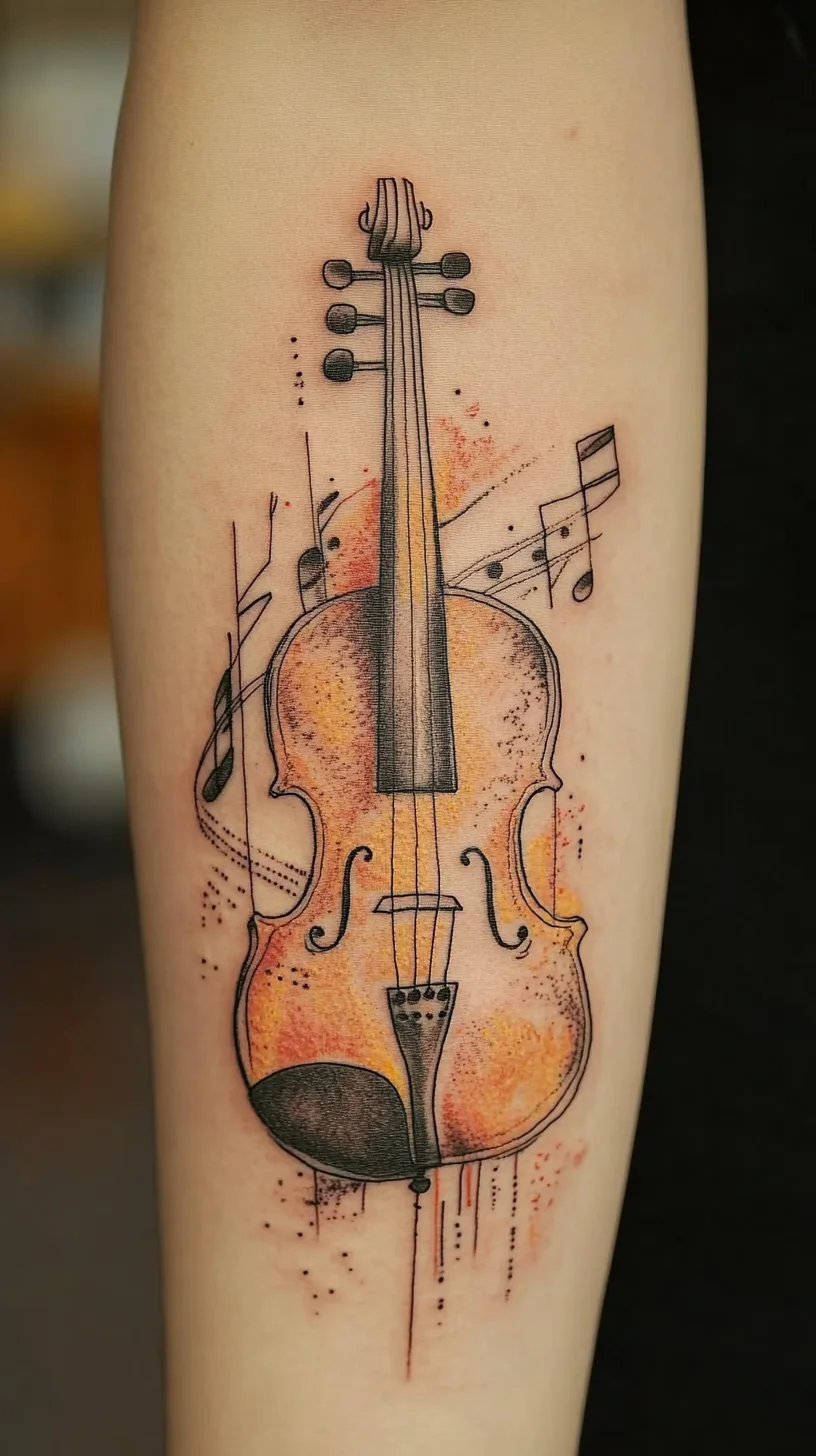 Striking Symphony: The Artistic Violin Tattoo That Resonates with Musicians