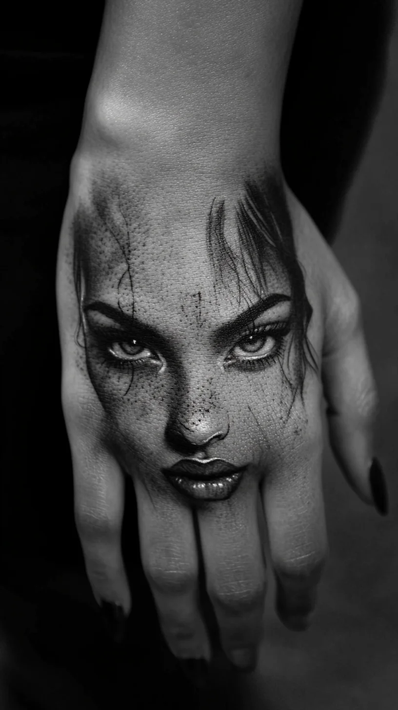 Stunning Black and Grey Hand Tattoo: A Striking Portrait for Bold Expressions