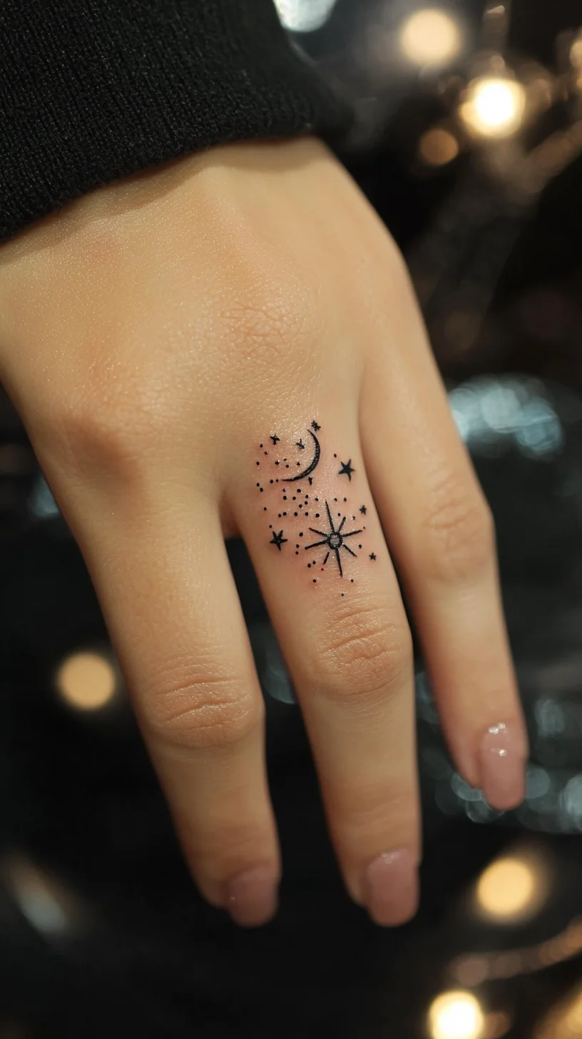 Stunning Celestial-Inspired Finger Tattoo for a Whimsical Touch