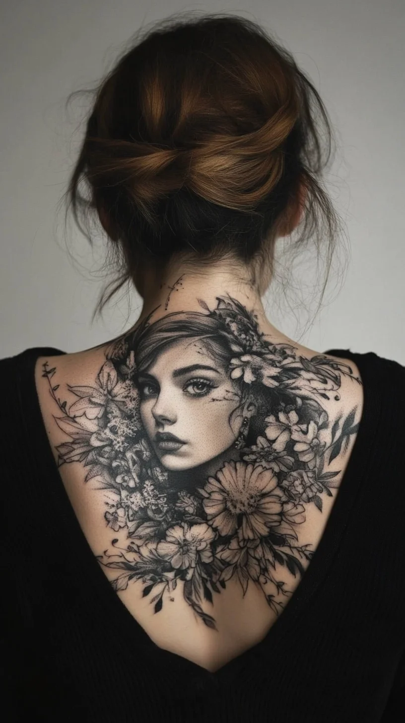 Stunning Floral Portrait Tattoo: A Bold Statement on Skin