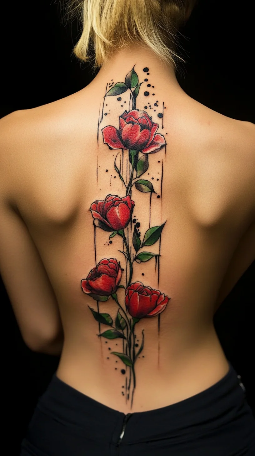 Stunning Floral Tattoo Design: Embrace Elegance with Roses on Your Back