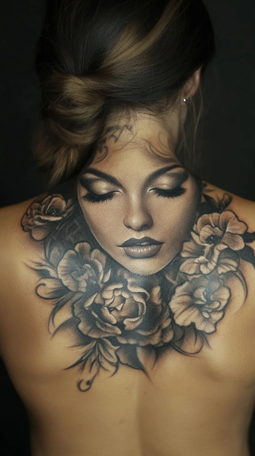 Stunning Portrait Tattoo: Embrace Elegance with Floral Accents