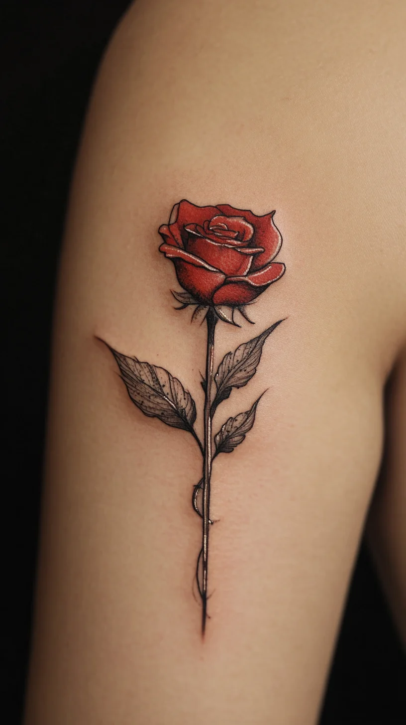 Timeless Beauty: The Bold Black and Red Rose Tattoo