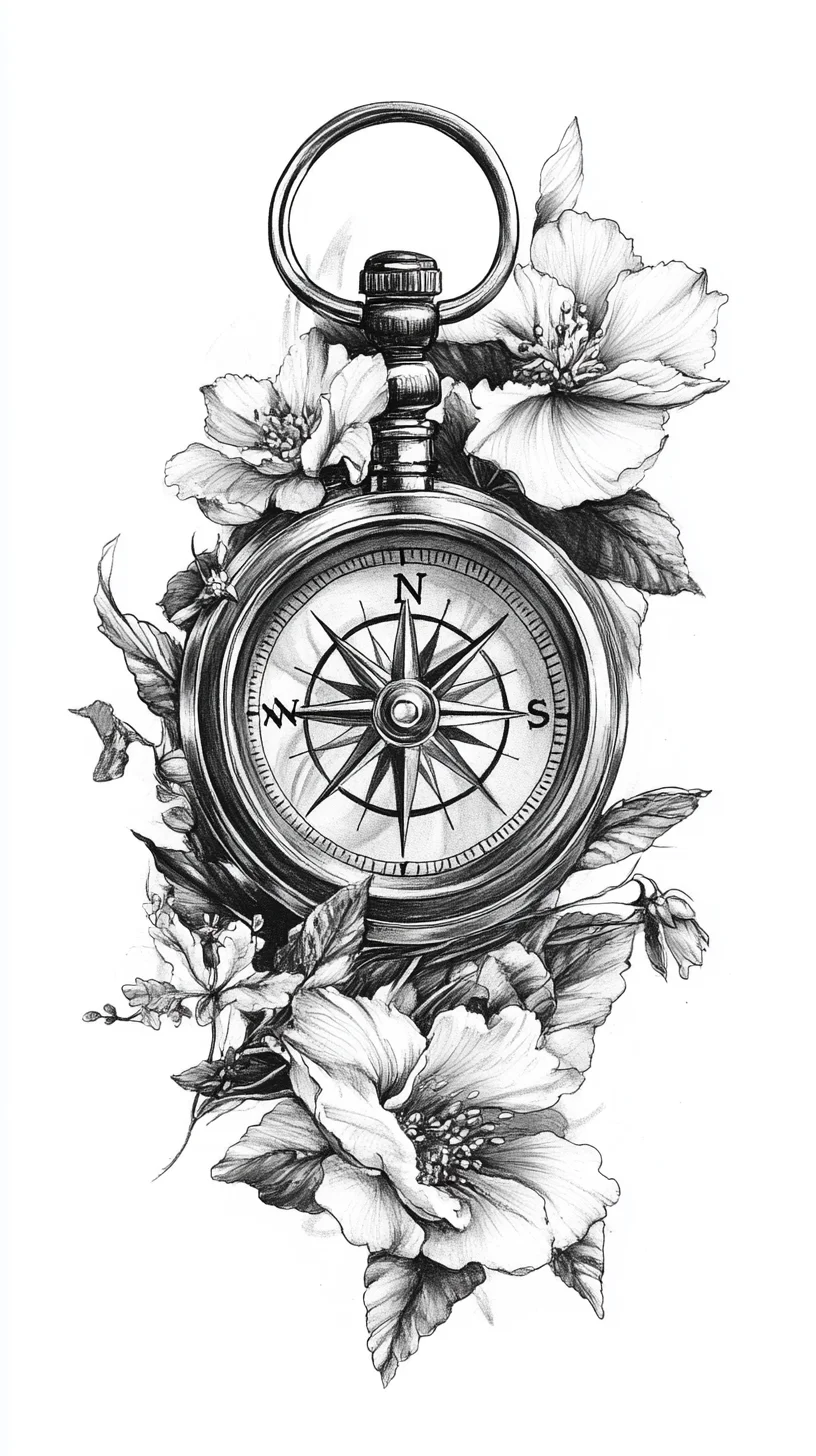 Timeless Compass Tattoo: A Blend of Nature and Navigation