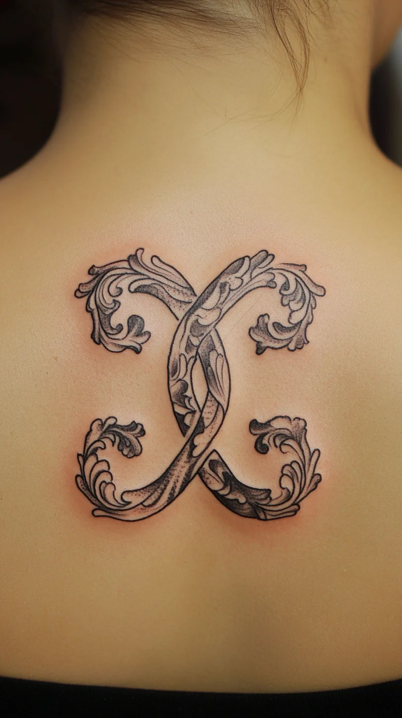 Timeless Elegance: Exquisite Floral Monogram Tattoo Design