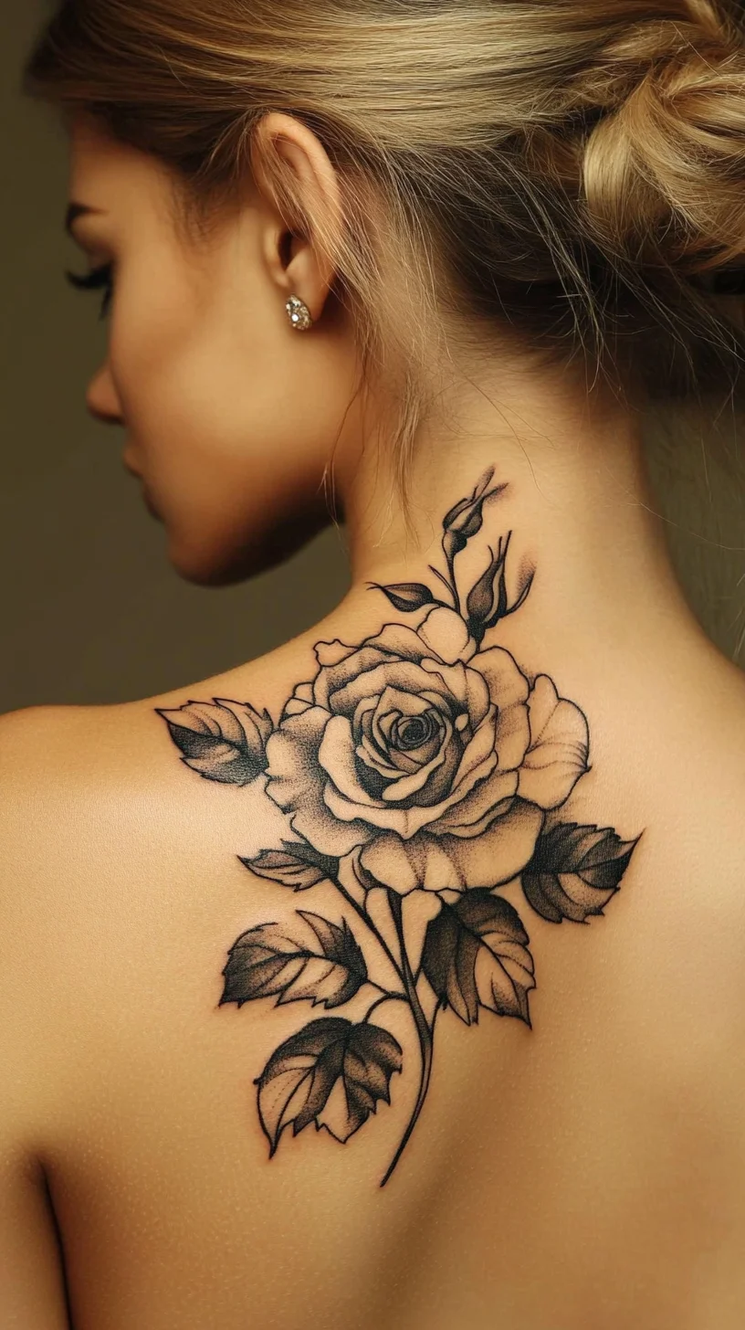 Timeless Elegance: Intricate Black Rose Tattoo for Effortless Style