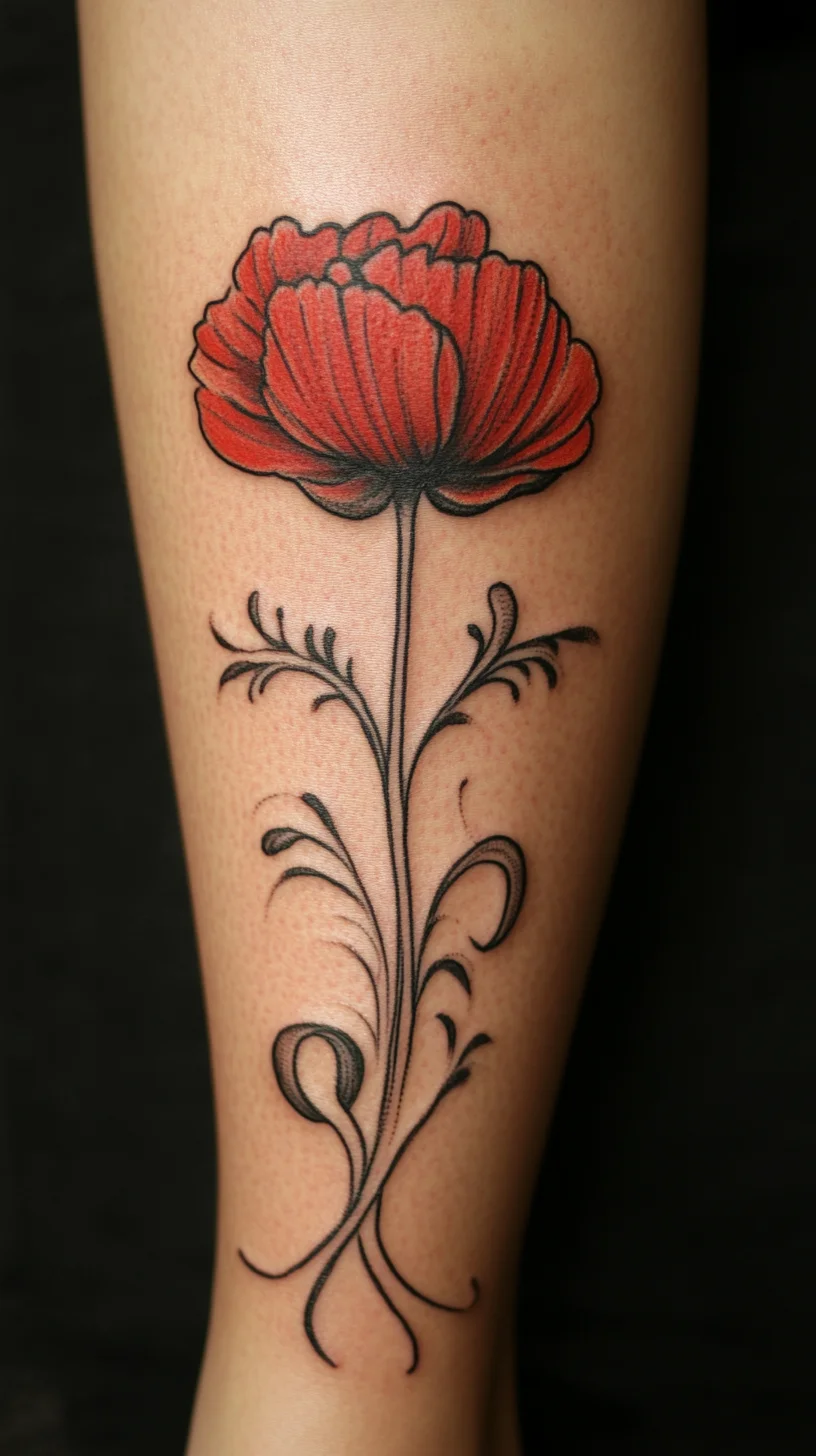 Timeless Elegance: Stunning Red Poppy Tattoo for the Artful Soul