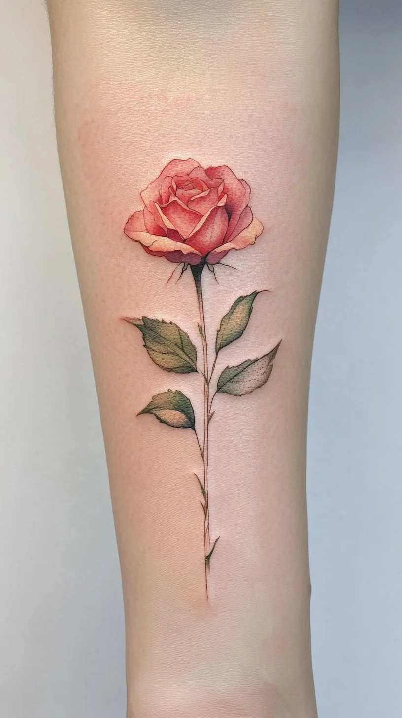 Timeless Elegance: The Delicate Rose Tattoo with Subtle Watercolor Shades