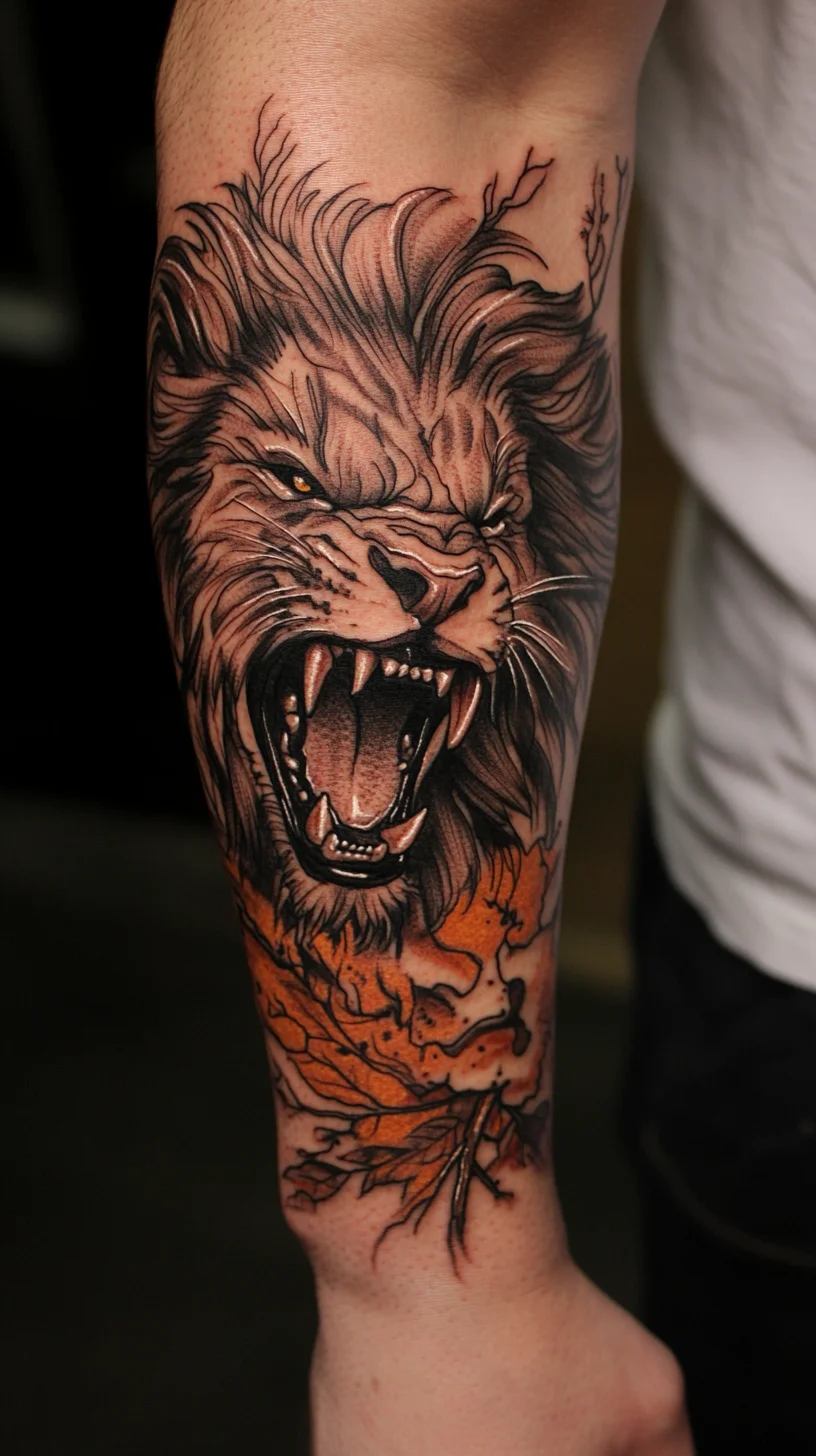 Unleash Your Wild Side with this Fierce Roaring Lion Tattoo Design