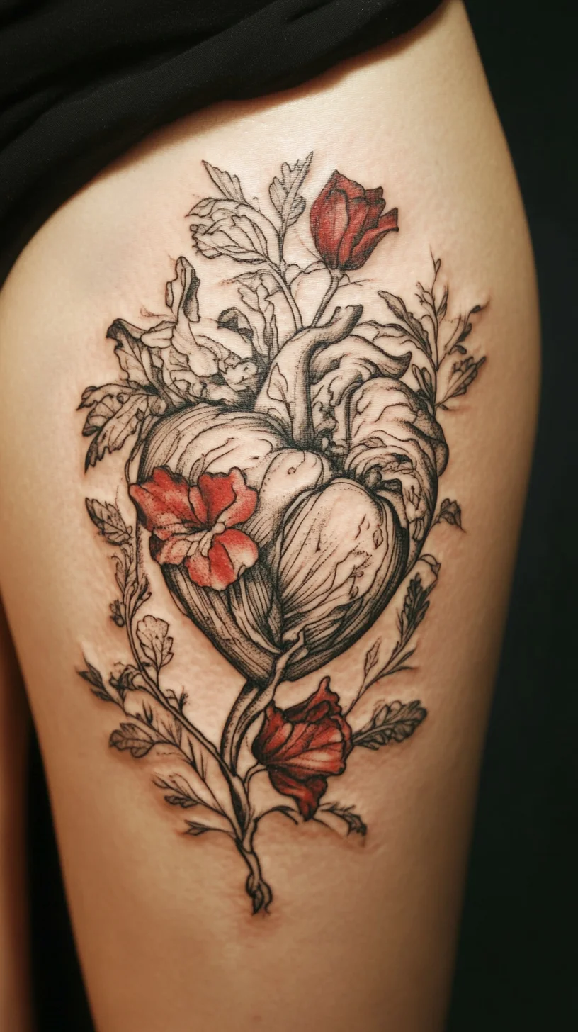 Unveil Your Passion: The Intricate Heart and Floral Tattoo Design