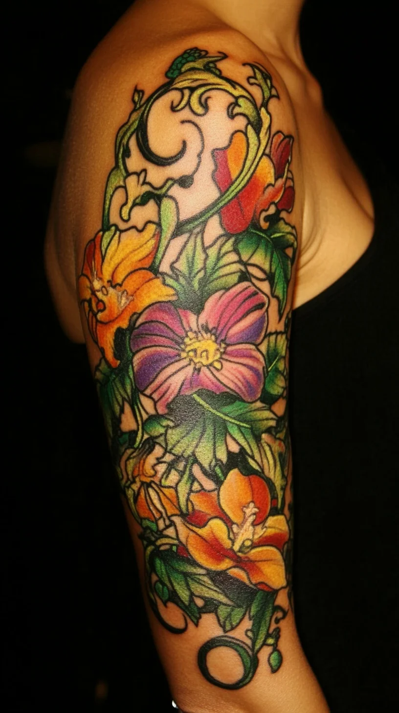 Vibrant Floral Sleeve Tattoo: A Blooming Expression of Individuality