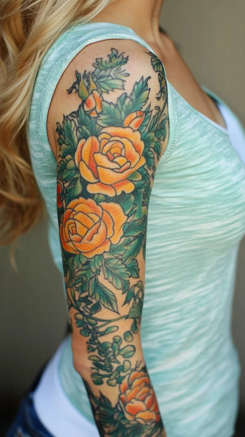 Vibrant Floral Sleeve Tattoo: A Bold Expression of Beauty and Nature