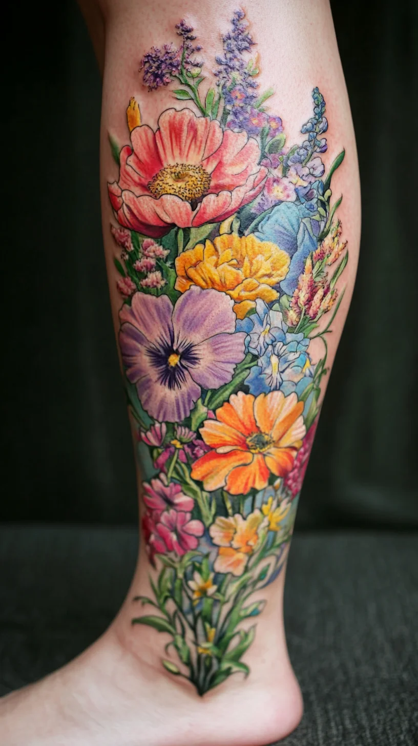 Vibrant Floral Tattoo: A Colorful Expression of Nature's Beauty