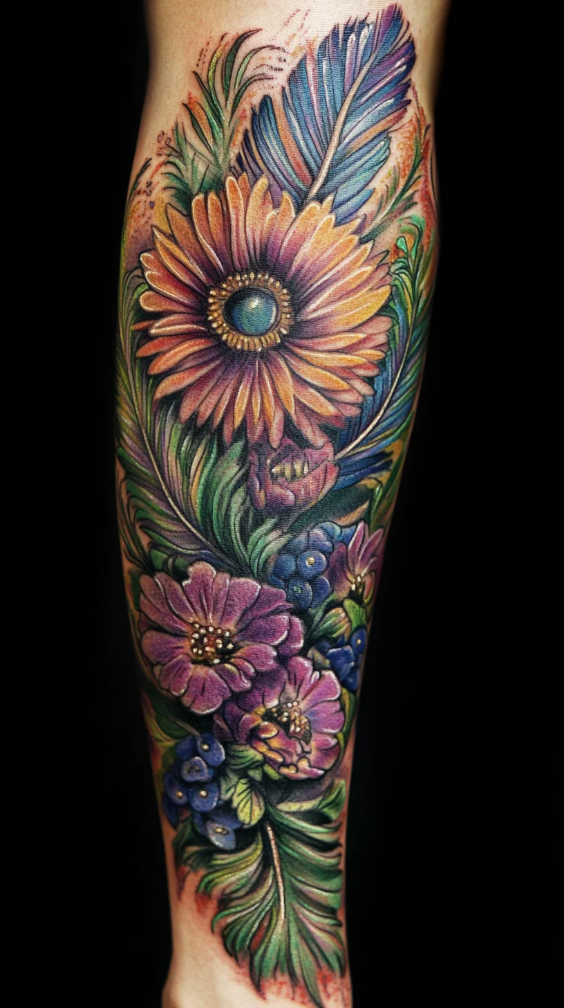 Vibrant Floral Tattoo: A Lush Celebration of Color and Nature