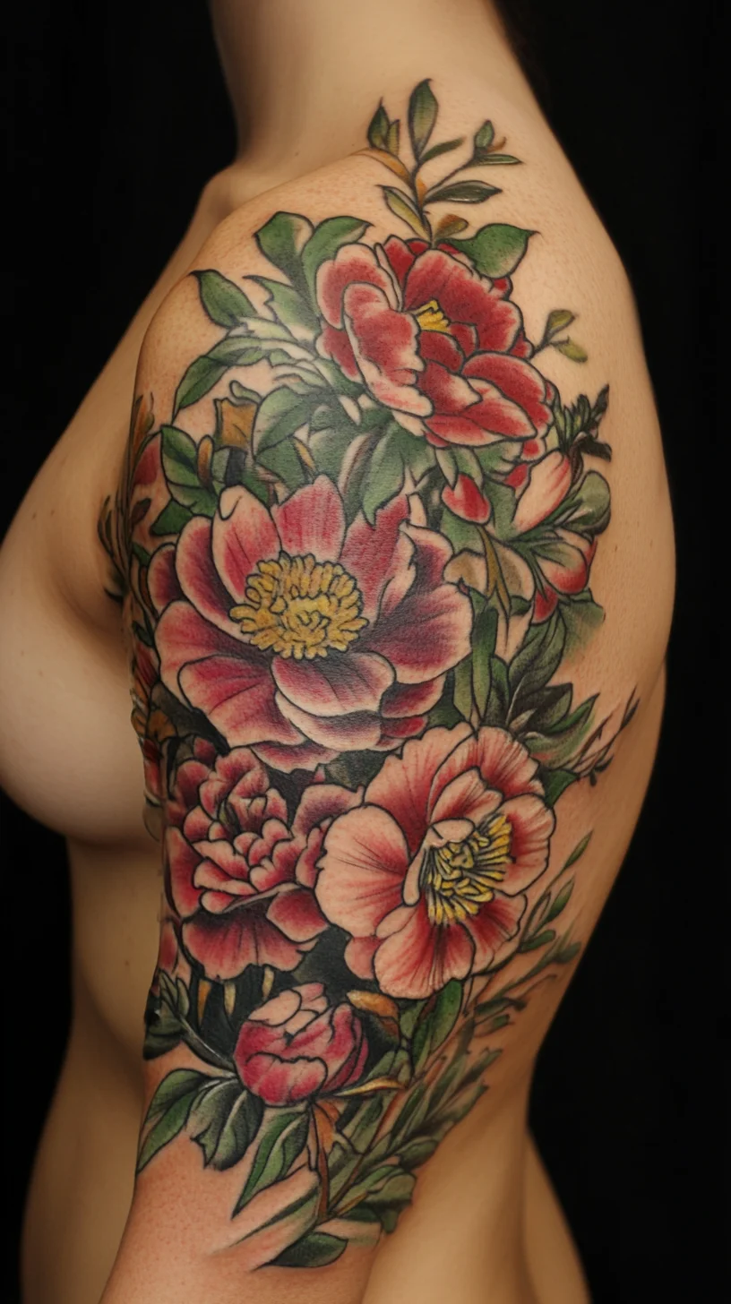 Vibrant Floral Tattoo: Embrace Nature's Beauty with Lush Blossoms