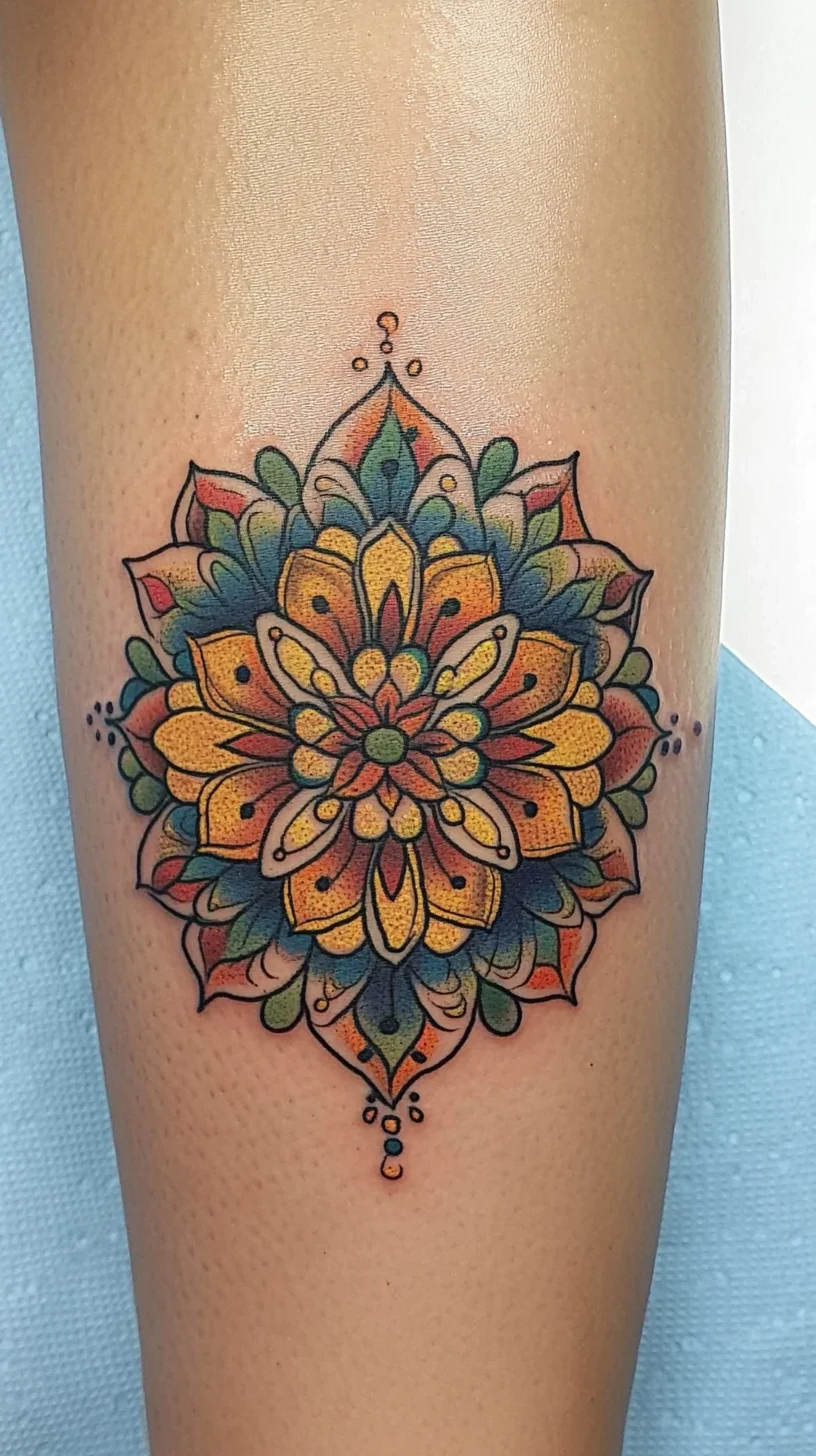 Vibrant Mandala Tattoo: A Stunning Blend of Color and Intricacy