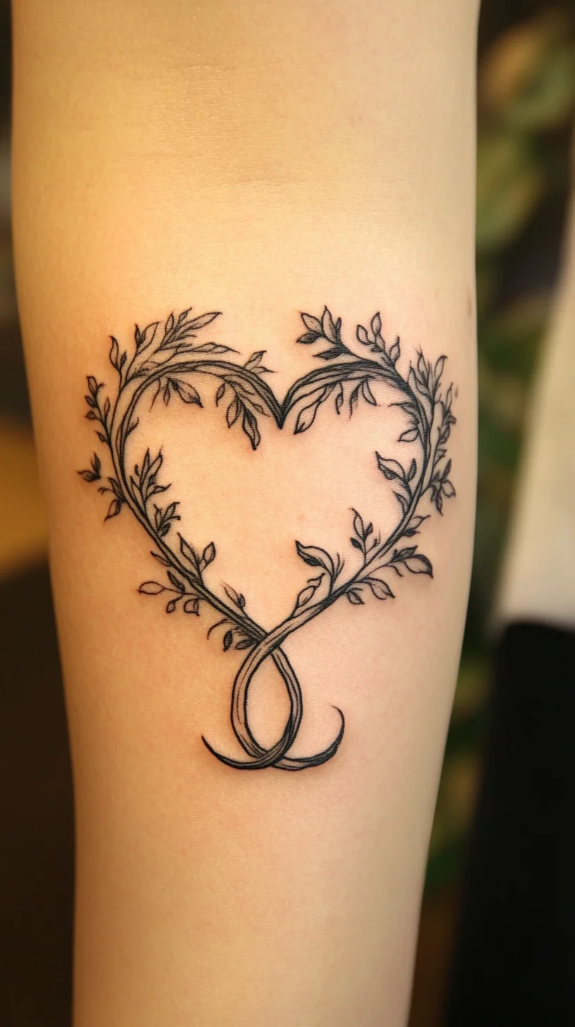 Whimsical Heart: Nature-Inspired Tattoo Design for a Touch of Romance